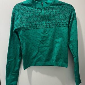 Women's Green Patterned Base Layer Top